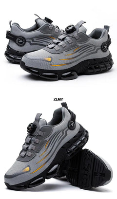 ZLMY Rotating Button Safety Shoes Men Steel Toe Sneakers Air Cushion Work Shoes Man Puncture Proof Work Safety Boots Protective