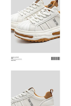 Men's Sneakers Design Printing Leather Casual Sports Shoes Fashion Comfortable Height Increased Flat Platform Skateboard Shoes