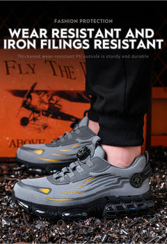 Indestructible Steel Toe Shoes for Men Women Construction Industrial Work Safety Sneakers Rotated Button Easy Wear