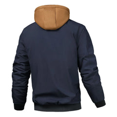 Spring Autumn Winter New Fashion Men’s Casual Trendy Color-coded Loose Fake 2 Piece Set Jacket Male Hooded Coats Clothes Tops