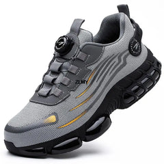 ZLMY Rotating Button Safety Shoes Men Steel Toe Sneakers Air Cushion Work Shoes Man Puncture Proof Work Safety Boots Protective