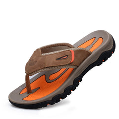 Cow Leather Outdoor Men Slippers Non-slip Wear-resistant Men's Flip Flops Summer Casual Shoes For Men Beach Sandals Plus Size