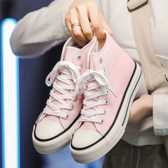 Retro High Top Canvas Shoes Classic Breathable Unisex Spring Autumn Fashionable Couple Style Cotton Lined Flat Bottom Sneakers