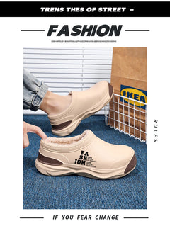 STRONGSHEN Men Plush Warm Chef Shoes Outdoor Garden Clogs Proffesional Waterproof Oilproof Non-Slip Kitchen Shoes For Pet Work
