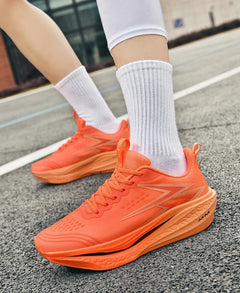 Men Women Carbon Plate Running Shoes Soft Cushion Shock Absorbing Sports Shoes Unisex Sneakers Light Anti-Slip Training Shoes