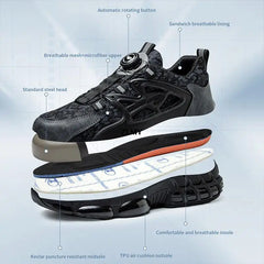 ZLMY Rotating Button Safety Shoes Men Steel Toe Sneakers Air Cushion Work Shoes Man Puncture Proof Work Safety Boots Protective