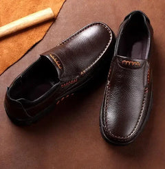 2025 New Handmade Genuine Leather Shoes 48 Men Loafers Soft Leather Men Thick Sole Casual Shoe Male Footwear Black Brown Slip-on