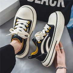Brand Low Top Men's Canvas Sneakers Black Harajuku Big Head Platform Canvas Shoes Men Breathable Sport Casual Board Shoes Men