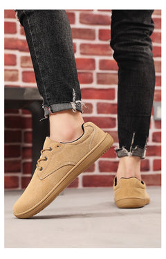 Barefoot Men's Sneakers With Wide Toe Size 48 Minimalist Cow Suede Leather Upper Casual Man Shoes Comfortable Walking Shoes