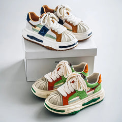Sneakers Casual Mens Designer Dissolved Sole Board Shoes Fashion Leather Fabric Breathable Height Increased Platform Sport Shoes