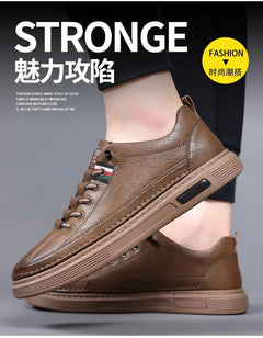 New Leather Shoes for Men Non-slip Sports Fashion Comfortable Sneakers Male Flat Slip-on Casual Brand Men's Casual