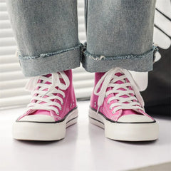 Retro High Top Canvas Shoes Classic Breathable Unisex Spring Autumn Fashionable Couple Style Cotton Lined Flat Bottom Sneakers