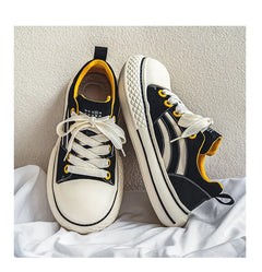 Brand Low Top Men's Canvas Sneakers Black Harajuku Big Head Platform Canvas Shoes Men Breathable Sport Casual Board Shoes Men