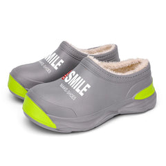 STRONGSHEN Men Plush Warm Chef Shoes Outdoor Garden Clogs Proffesional Waterproof Oilproof Non-Slip Kitchen Shoes For Pet Work