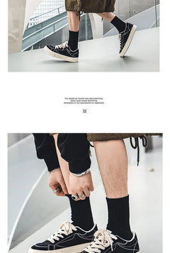 Men Skateboarding Shoes Canvas Thick Bottom Platform Shoes Comfortable Breathable Vulcanized Shoes Casual Sneakers Student Shoe