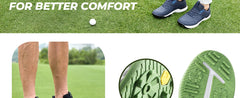 Fittington Professional Golf Shoes Wide Man Casual Sneakers Cushioning Outdoor Water Resistant Sport Shoes for Men with Spike
