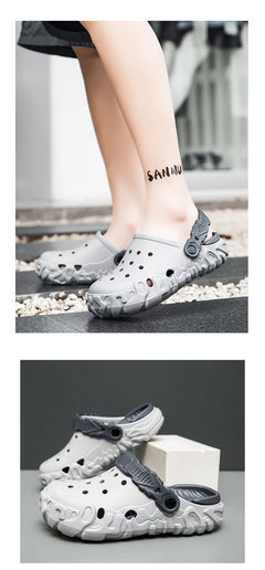 Hollow-Out Shoes for Men, Summer Outdoor Wear, Non-Slip, Wear-Resistant, Closed-Toe Sandals, Men's Beach Casual Sports Soft-Soled Slippers