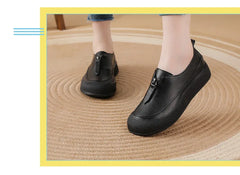 Top quality front zip red loafers woman slip-on geunine leather shoes designer womens oxford sneakers plus size female shoe
