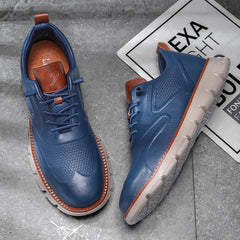 Men's Premium Leather Oxford Sneakers Casual Comfort Walking Shoes Navy Black Brown Fashion British Style Big Size 50 51 52
