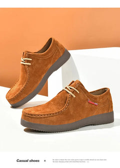 High Quality Men Casual Shoes Suede Leather Work Shoes Platform British Business Party Dress Shoes Male Lace-up Flats Sneakers