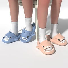 Big Size 36-47 Shark Slippers Men Flip Flops Soft EVA Flats Women Summer Beach Sandals Couple Platform Anti-Slip Bathroom Slides