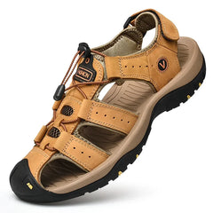 Men Summer Beach Sandals Outdoor Non-slip Wading Shoes Fisherman Leather Breathable Hiking Non-slip Sandals Sandalia Masculina