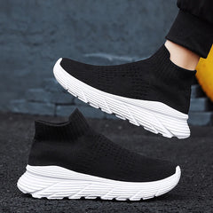 Soft Light Sneakers Men and Women Plus Size 35-46 Unisex Sports Shoes Thick Sole Cushioning EVA Slip On Ankle Socks Shoes