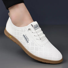 2025 Shoes for Men Leather Casual Shoes Summer New Microporous Slip-on Loafers Fashion Round Toe Sandals Driving Shoes
