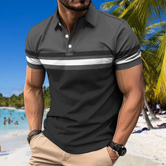Men Summer Short Sleeve Spell Color Polo Shirt , Men Slim Fit Sport Golf Polo Shirt .