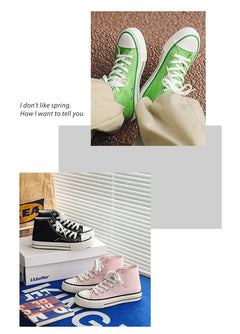 Retro High Top Canvas Shoes Classic Breathable Unisex Spring Autumn Fashionable Couple Style Cotton Lined Flat Bottom Sneakers