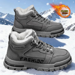 2025 Winter New: Men's Mid-High Top Warm Thickened Snow Sneakers - Versatile Trendy Platform Shoes for Outdoor Running