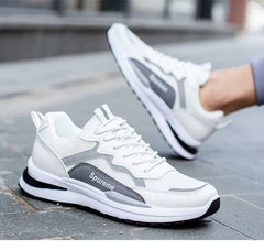 New Men's Breathable Low-Top Lace-Up Casual Shoes Comfortable Sports Shoes Lightweight PU Mesh Upgraded Version Fashionable