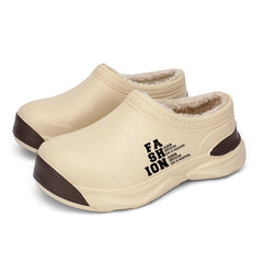STRONGSHEN Men Plush Warm Chef Shoes Outdoor Garden Clogs Proffesional Waterproof Oilproof Non-Slip Kitchen Shoes For Pet Work