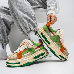 Sneakers Casual Mens Designer Dissolved Sole Board Shoes Fashion Leather Fabric Breathable Height Increased Platform Sport Shoes