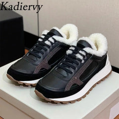 Casual New Sneakers Woman Round Toe Lace Up Outdoors Shoes Cow Suede Patchwork String Bead Comfort Flat Women's Sports Shoes