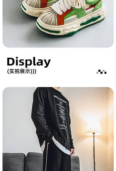 Sneakers Casual Mens Designer Dissolved Sole Board Shoes Fashion Leather Fabric Breathable Height Increased Platform Sport Shoes