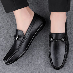 Elegantes Men Genuine Leather Loafers Non Slip Walking Shoes Breathable Outdoor Slip on Flats Casual Shoes Man Driving Moccasins