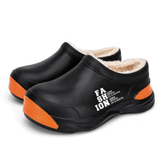 STRONGSHEN Men Plush Warm Chef Shoes Outdoor Garden Clogs Proffesional Waterproof Oilproof Non-Slip Kitchen Shoes For Pet Work