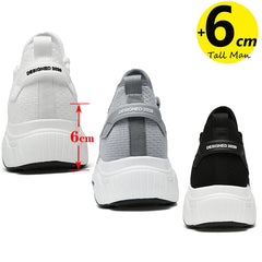 Chunky Lift Shoes Men Elevator Sneakers  Height Increase Insole 6cm  Mesh Summer Plus Size 36-46