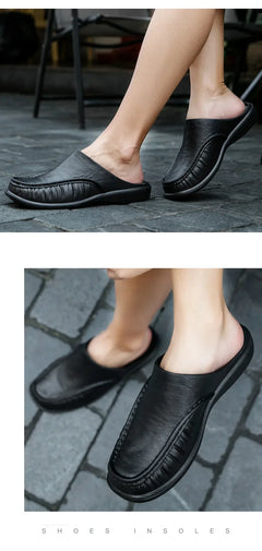 2025 Men Shoes EVA Slip on Flats Shoes Men's Slippers Men Walking Half Slipper Comfortable Soft Household Sandals