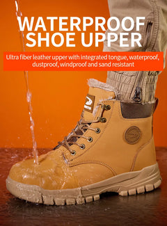 New 2024 Fashion Winter Velvet Work Safety Boots For Men Nail Proof Indestructible Waterproof Steel Toe Cap Male Sneakers