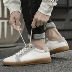 2025 New Luxury Cow Leather Casual Outdoor Sneakers for Men Flat Designer Antiskid Walking Shoes Fashion Lace-Up Oxford Shoes