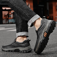 Retro Style Leather Loafers Mens Comfort Casual Shoes Breathable Male Driving Footwear Moccasin Travel Climbing Camping Footwear