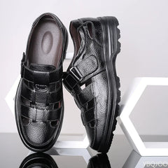 2025 Summer New Men's Shoes Casual men sandals Breathable genuine leather toe shoes Male Hollow out comfortable Sandals Homme