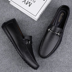 Elegantes Men Genuine Leather Loafers Non Slip Walking Shoes Breathable Outdoor Slip on Flats Casual Shoes Man Driving Moccasins