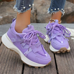 New Women Sneakers Mesh Breathable Platform Sneakers Women Casual Lace Up Outdoor Women Shoes Low Top Sneakers Zapatos De Mujer