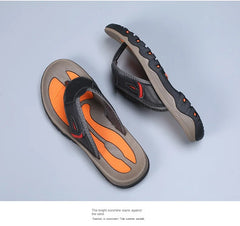Cow Leather Outdoor Men Slippers Non-slip Wear-resistant Men's Flip Flops Summer Casual Shoes For Men Beach Sandals Plus Size