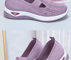 Women's New Summer Shoes Mesh Breathable Sneakers Light Slip on Flat Sandals Anti-slip Walking Woven Shoes Zapatillas De Mujer