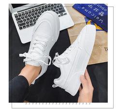 Men White Shoes Leather Casual Sneakers  Trend Platform Shoes Comfortable Vulcanized Shoes for Men White Tenis Masculinos