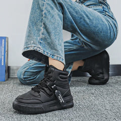 Men Platform Sneakers Lace Up Simple Design Skateboard Flats Outdoor Running Sports Shoes Casual High Top Sneakers For Couple 46